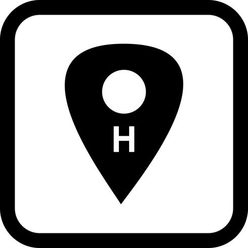 Hospital, ícone, desenho, localização.
