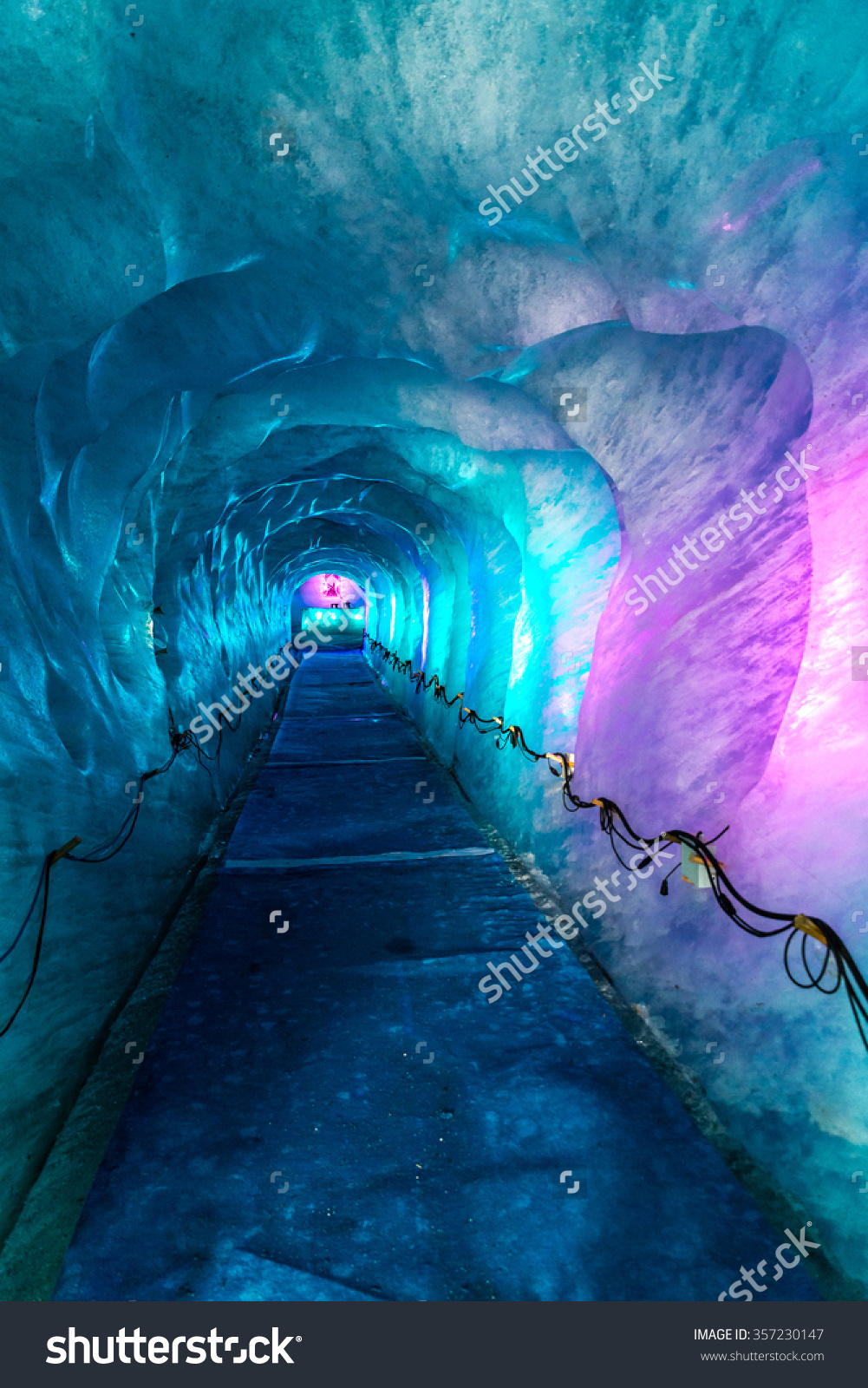 Colorful Icy Corridor Ice Cave Digged Stock Photo 357230147.
