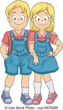 Identical twins clipart.