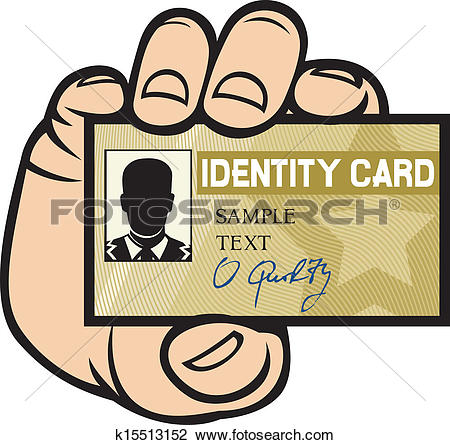 Clipart of hand holding ID card k15513152.