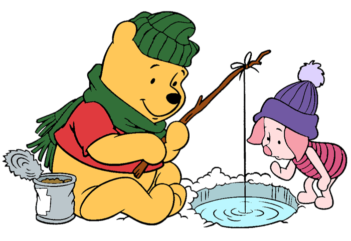 Ice Fishing Pooh Clipart.