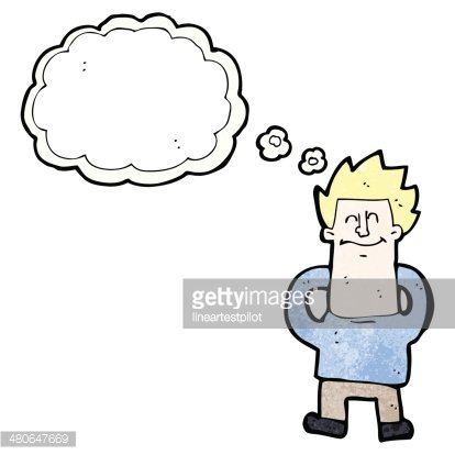 cartoon relaxed man imagining Clipart Image.