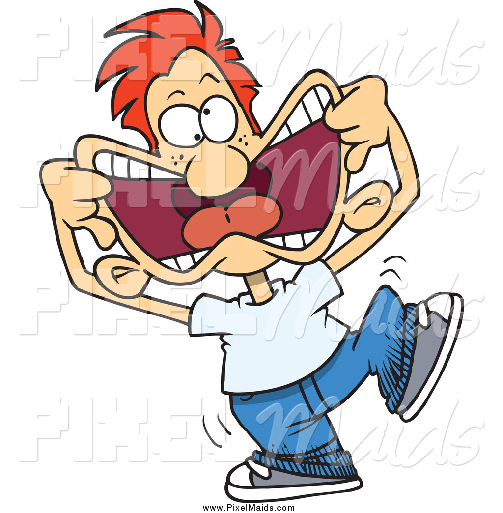 Clipart of a Cartoon Arrogant Red Haired White Boy Making Funny.