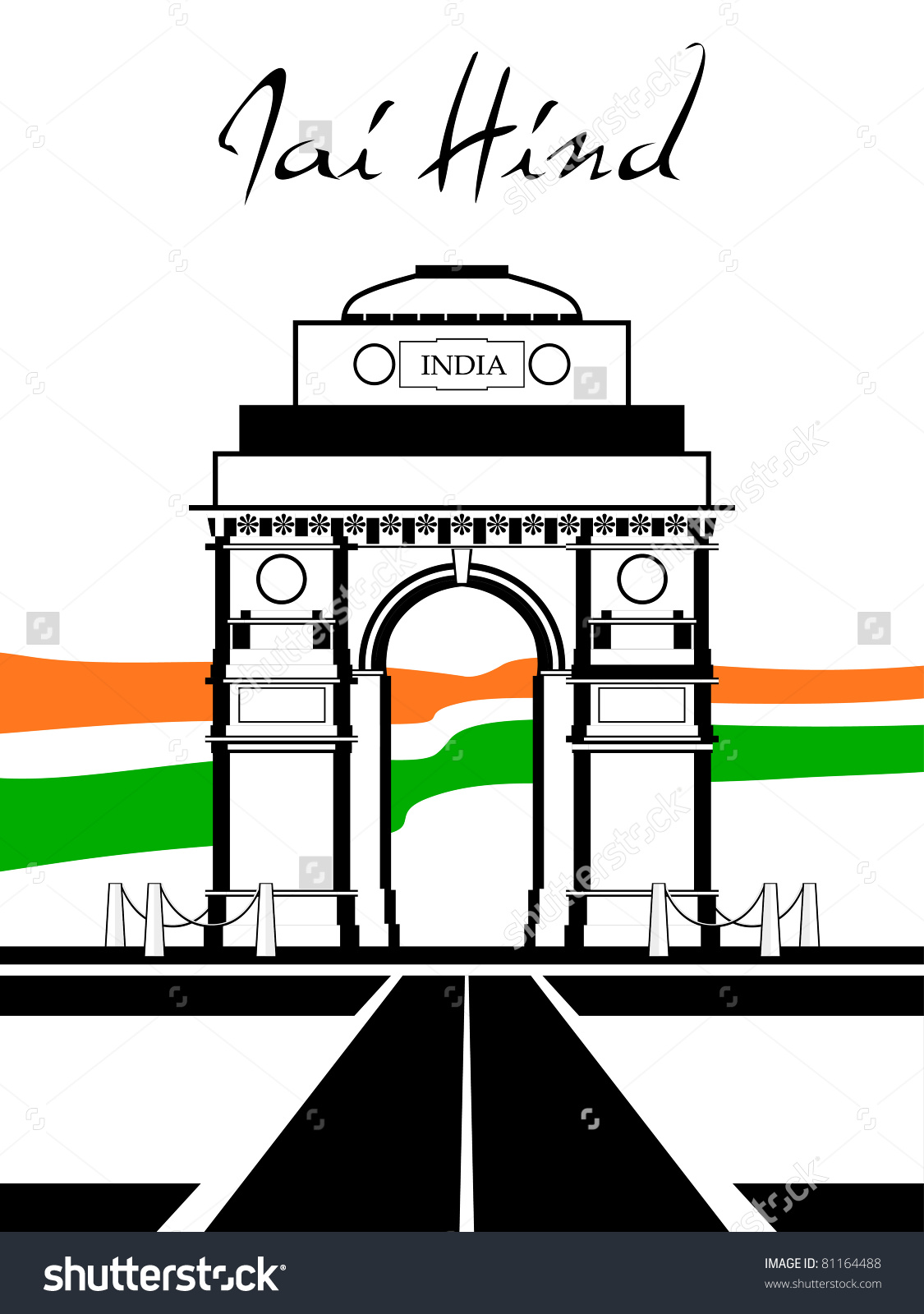 India gate clipart black and white.