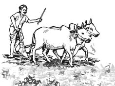 Indian farmer clipart black and white.