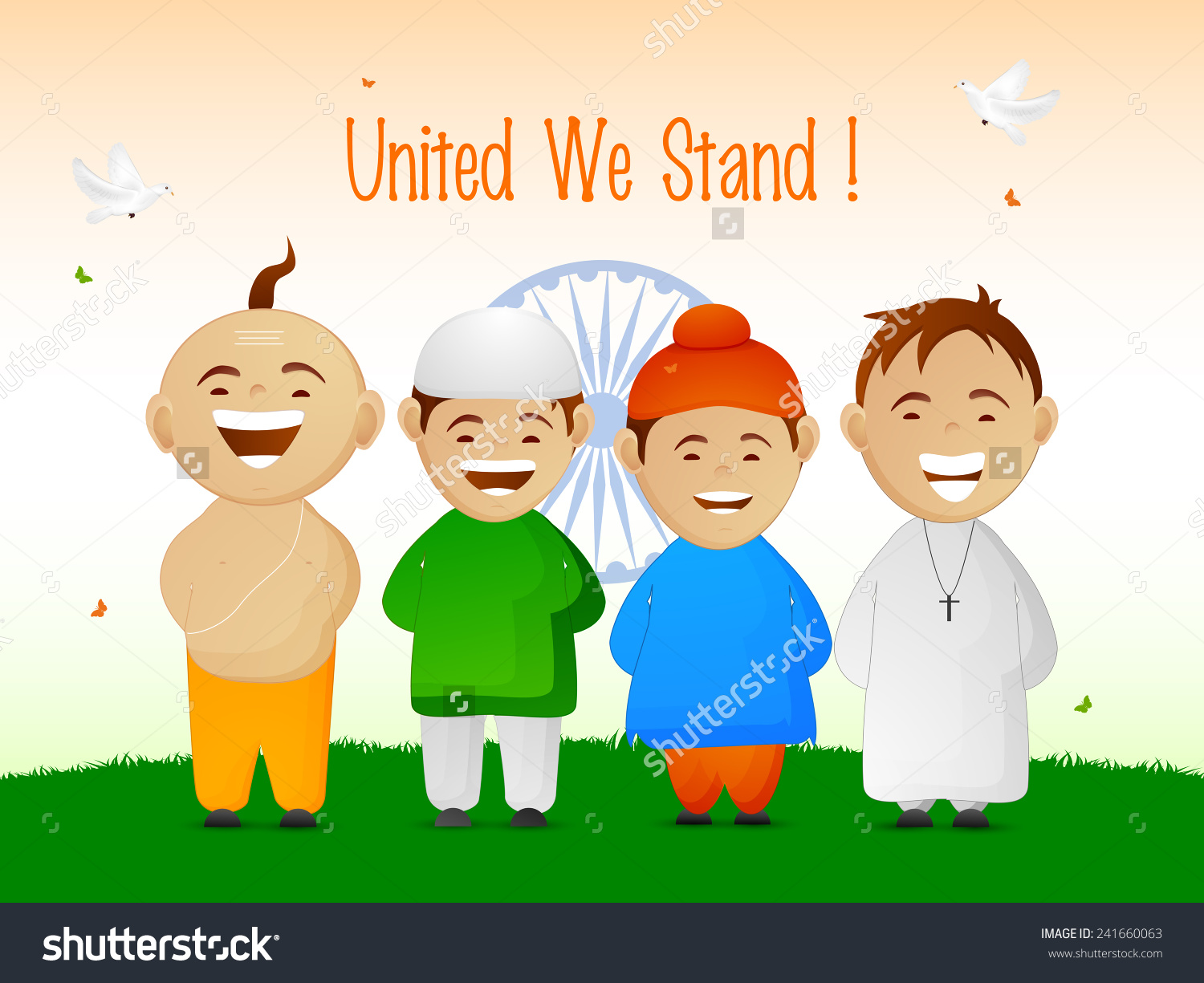 India Cute Little Kids Different Religion Stock Vector 241660063.