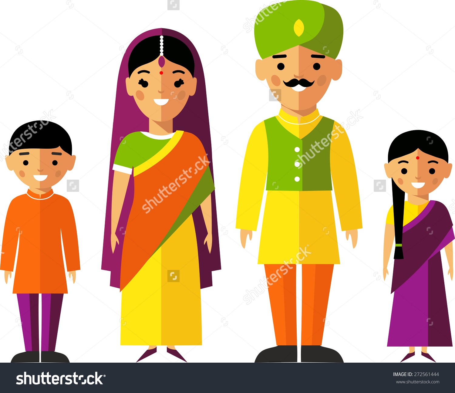Traditional Indian Kids Clipart.