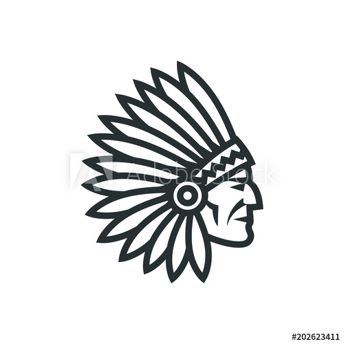 American native chief head icon. Indian logo.