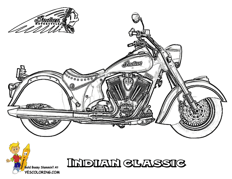 1937 INDIAN motorcycles FREE COLORING PAGE.