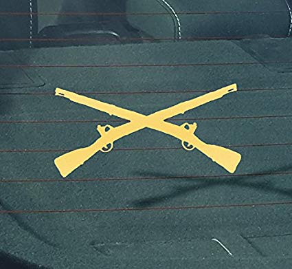 GS2044 Army Infantry Crossed Rifles Gold Decal Sticker Die.