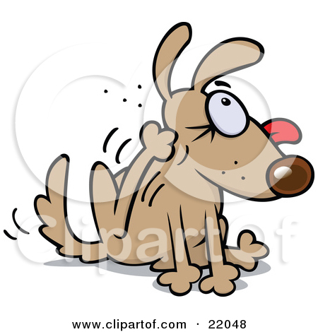 Clipart Illustration of a Flea Infested Dog Going Crazy While.