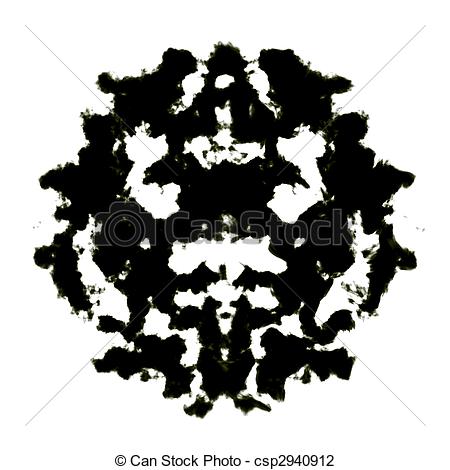 Clip Art of Rorschach inkblot test illustration, random abstract.