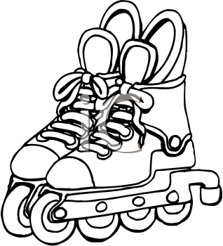 Rollerblades Black And White Clipart.