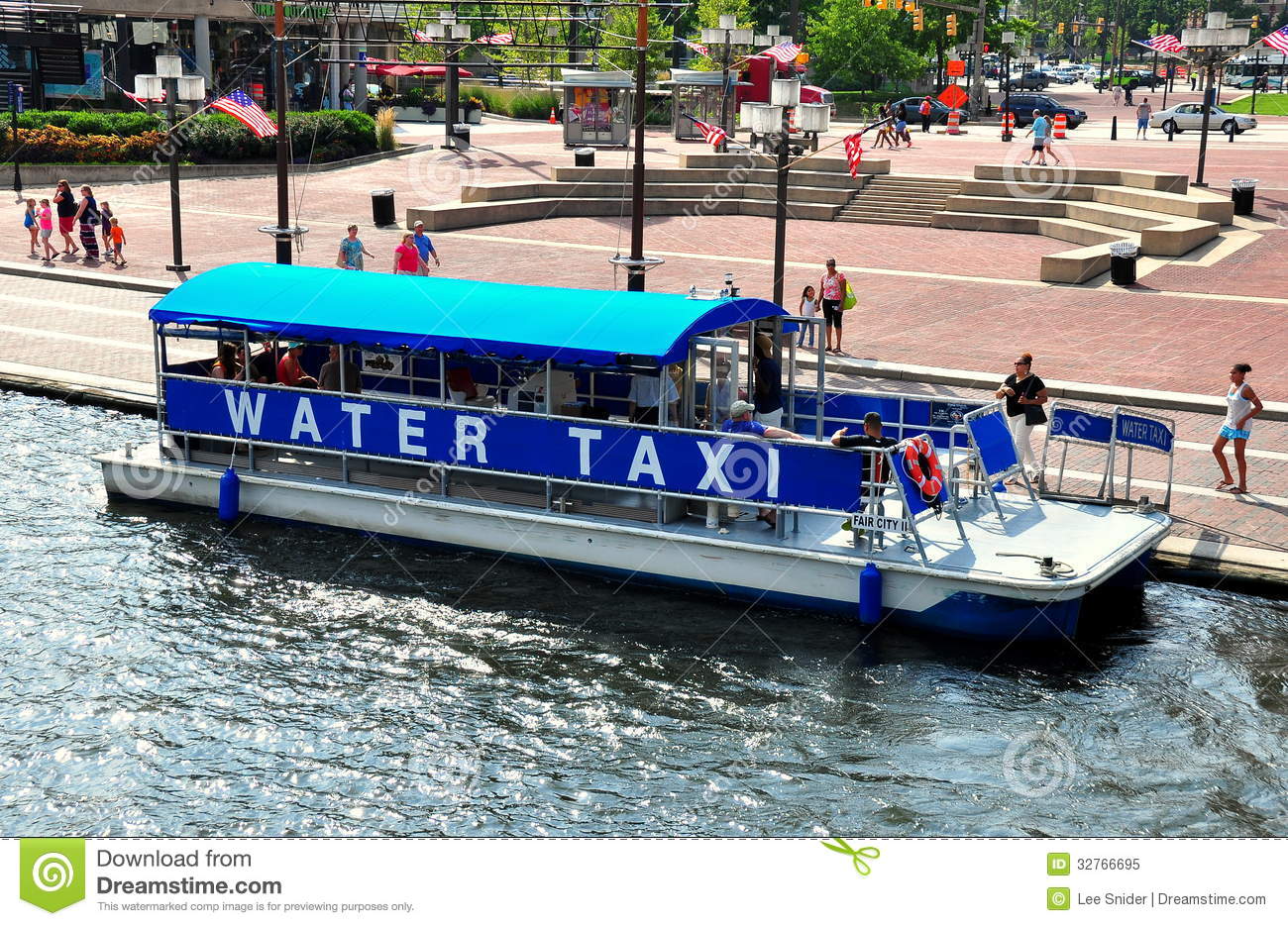 Baltimore, MD: Water Taxi At Inner Harbor Editorial Image.