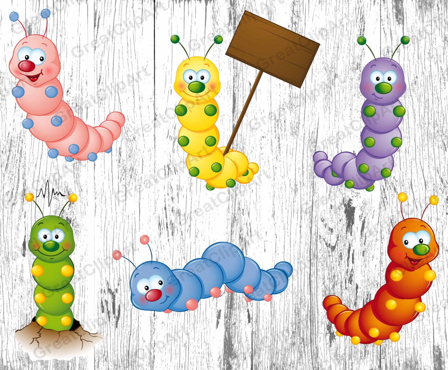 6 Insects Kids Animals clipart, worm clipart, caterpillar clipart, animals  clipart,kids clipart,digital animals,Insects clipart,scrapbooking.