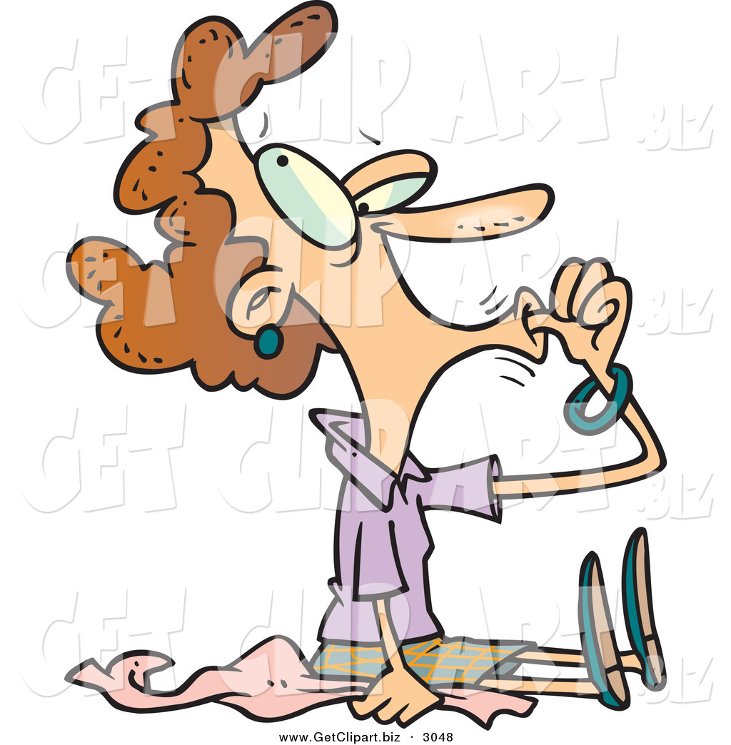 Clip Art of an Insecure Middle Aged Caucasian Woman Trying to Find.