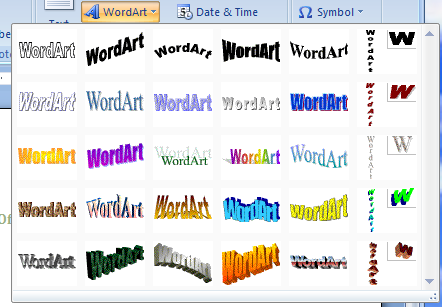 Insert WordArt Text : WordArt « Shape Picture WordArt SmartArt.