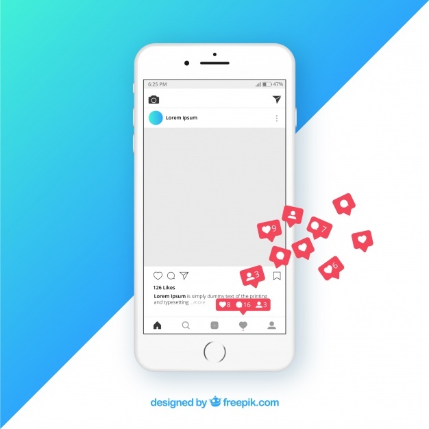 Free Instagram post template with notifications SVG DXF EPS PNG.