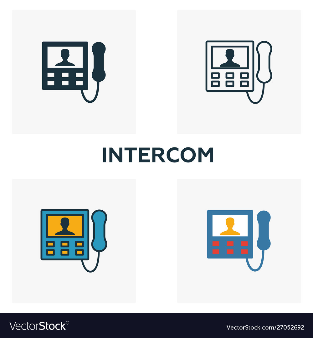 Intercom icon set four elements in diferent.