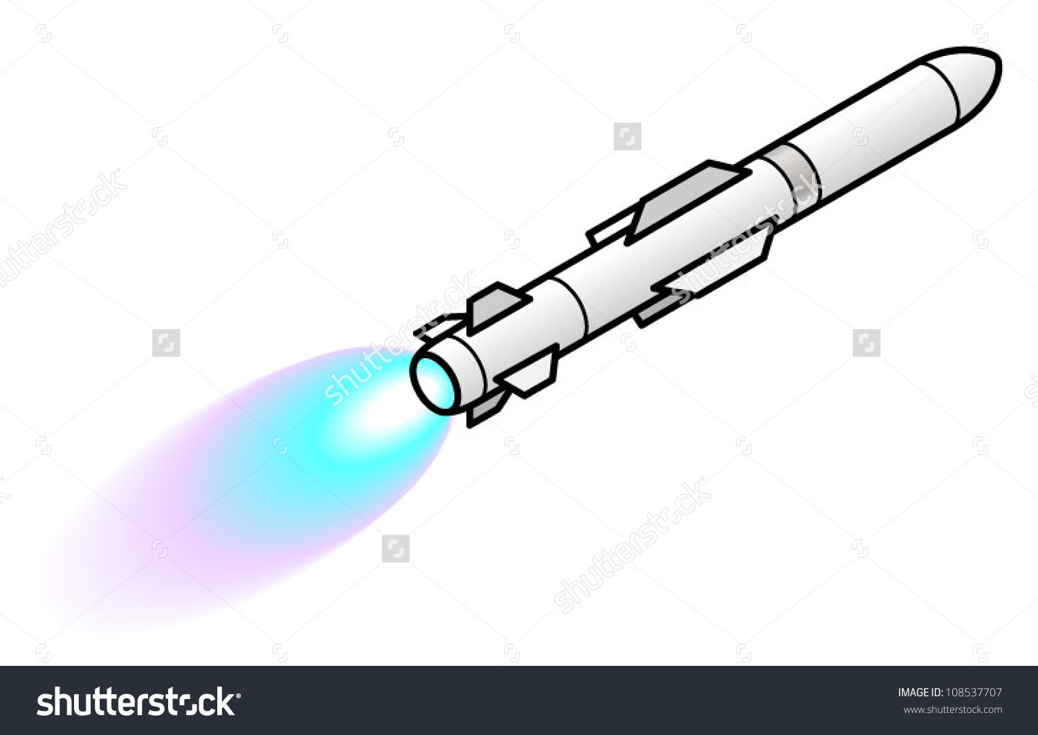Missile Flight Blue Flame Stock Vector 108537707.