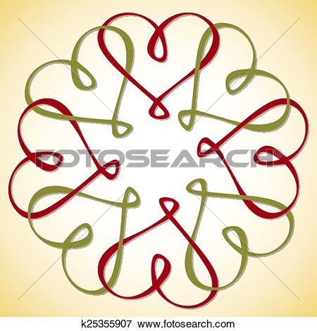Clip Art of Interlinked Heart Circle k25355907.