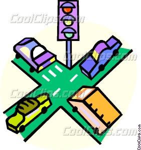 vehicles at an intersection Vector Clip art.