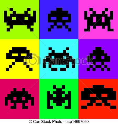 Clipart Vector of space invaders.