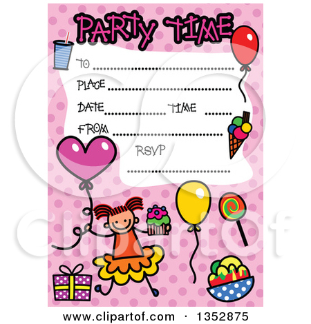 Birthday party invitation clipart.