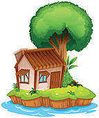 Clipart of hut on island vector,home vector k22169170.