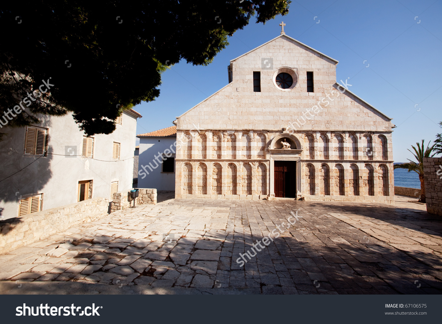 An Old Stone Cathedral On The Island Of Rab, Croatia.