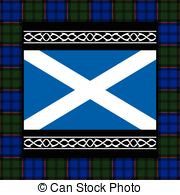 Vector Clip Art of Scotland Flag with Isle of Skye sign.