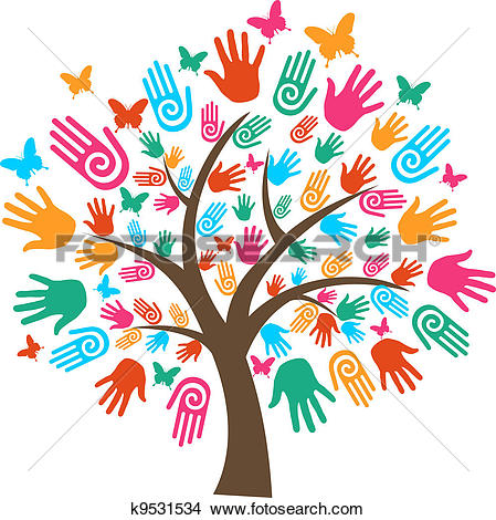 Clipart of Isolated diversity tree hands k9531534.