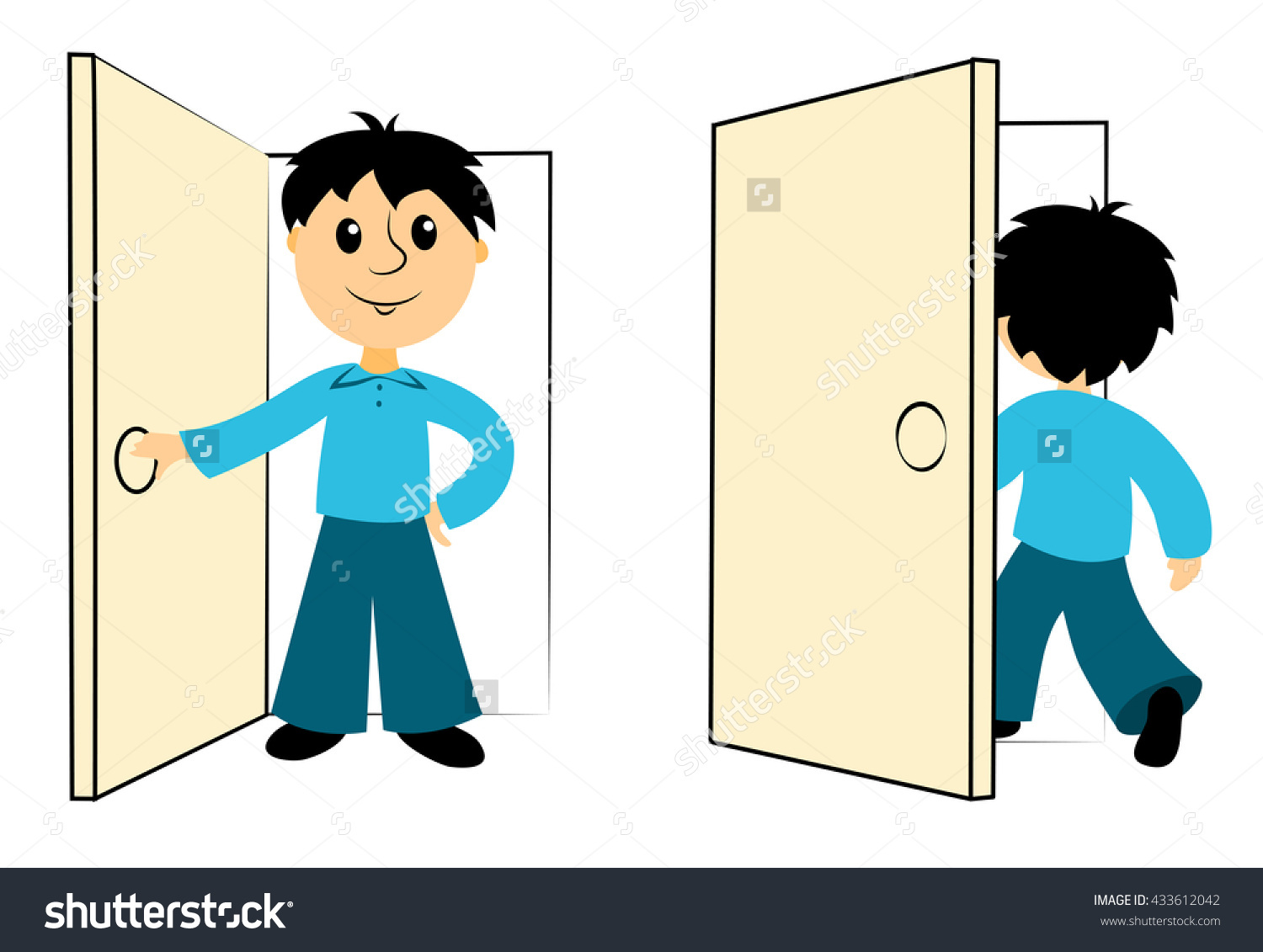 Boy Enters Door Clip Art Business Stock Vector 433612042.