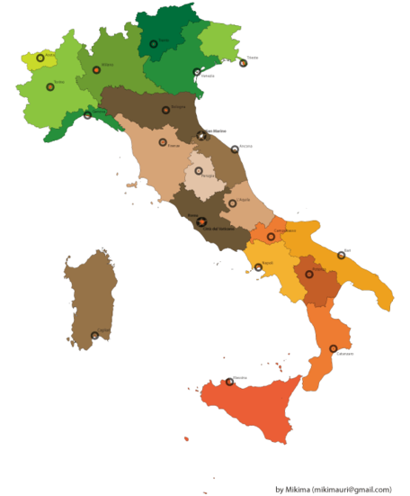 Mappa Italia gratis, file vettoriale.