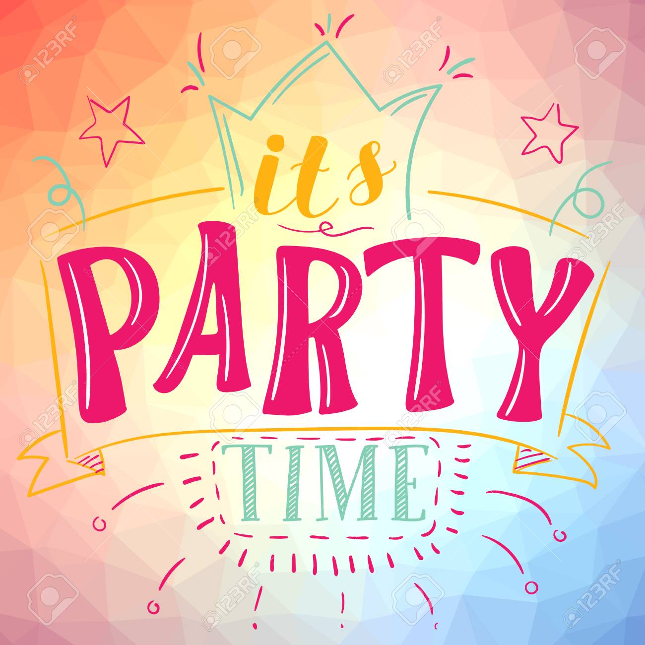 It's party time poster vector illustration social media clip...