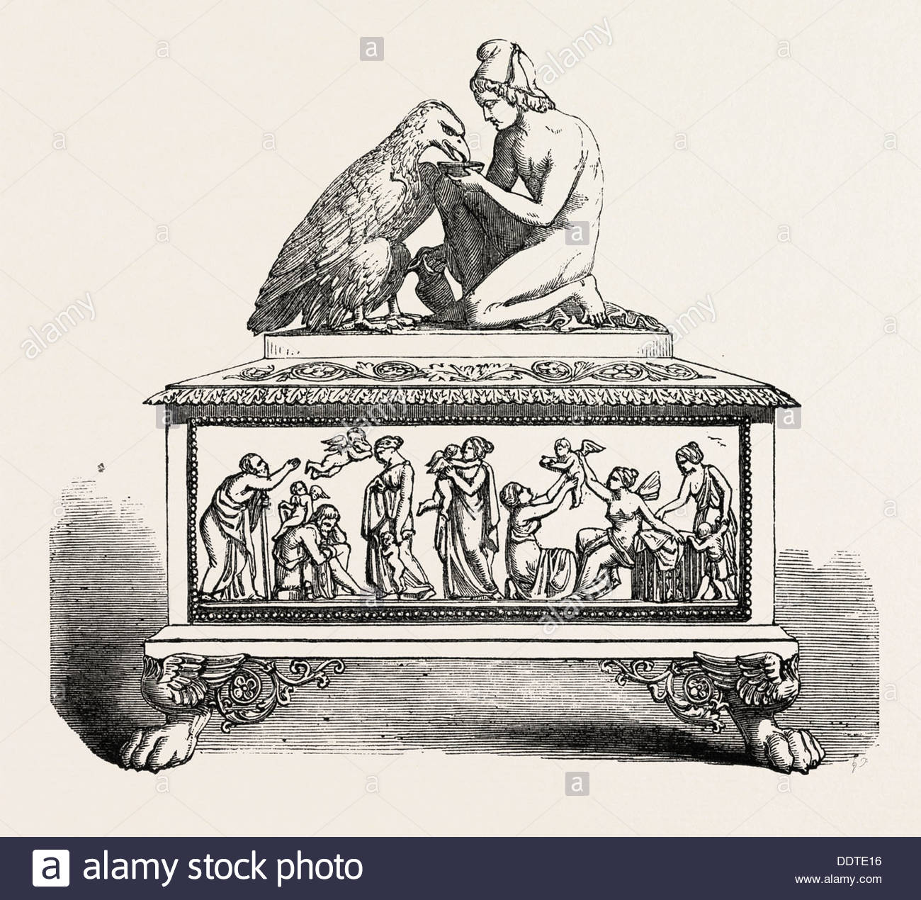 Ivory Casket, From Denmark, 1851 Engraving Stock Photo, Royalty.