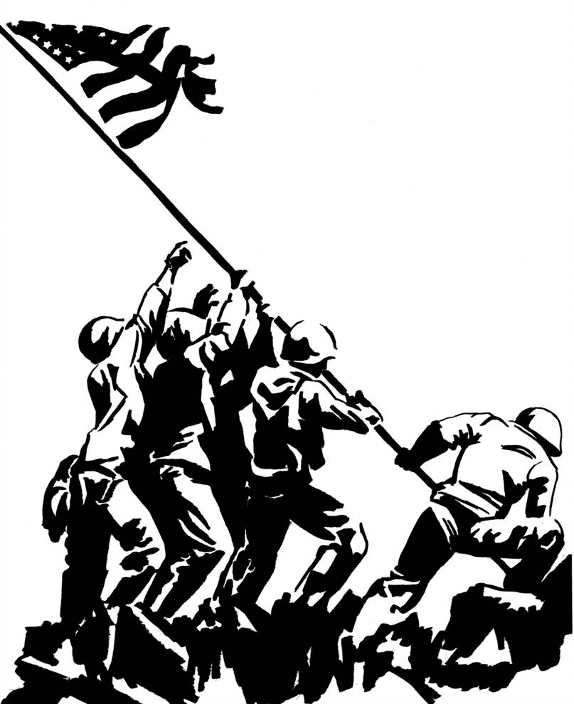 Iwo Jima Flag Raising Drawing at PaintingValley.com.