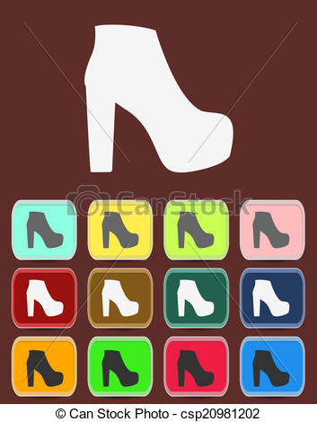 Vector Clipart of isolated jackboot with color variations, vector.
