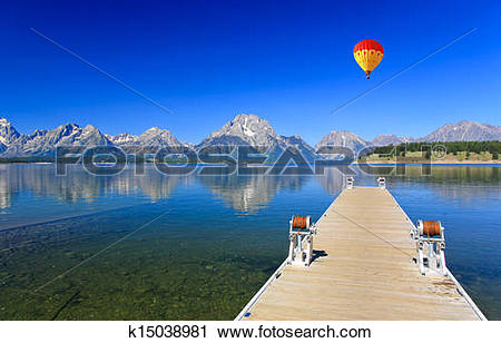 Stock Photography of The Jackson Lake in Grand Teton k15038981.