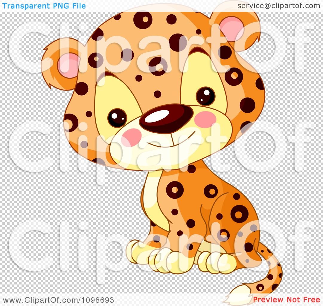 Clipart Cute Jaguar Cub Sitting And Smiling.