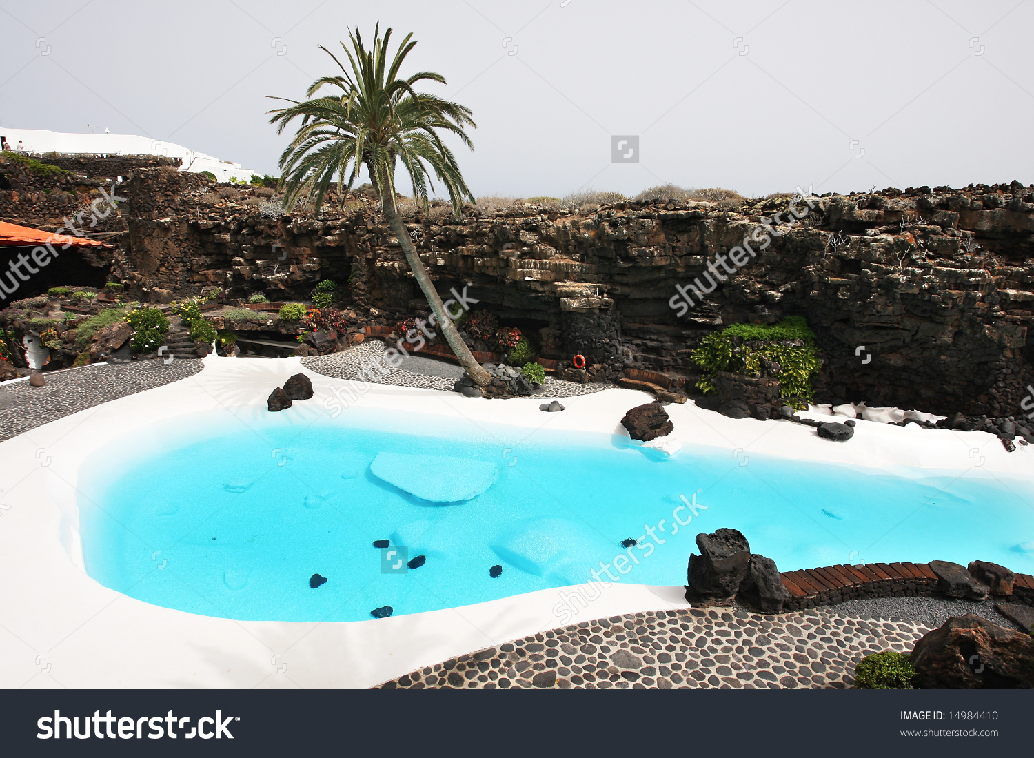 Swimming Pool In The Jameos Del Agua. Lanzarote.Spain. Stock Photo.