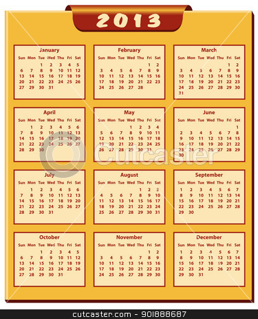 Calendar 2013 year stock vector.