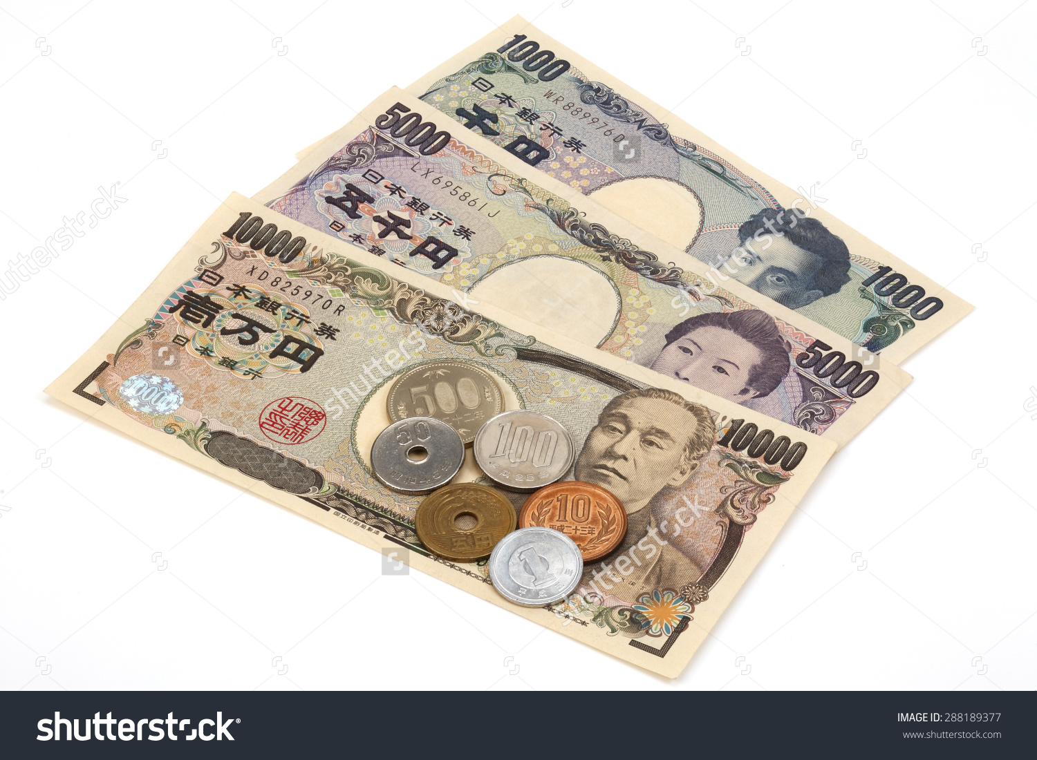Japanese Money Yen Banknote Coins 10 Stock Photo 288189377.