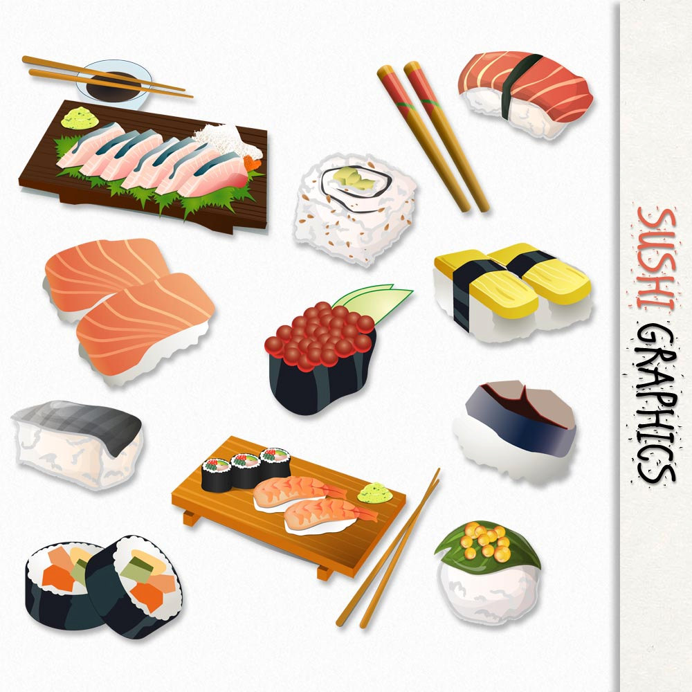 Sushi Graphics Japanese Food.