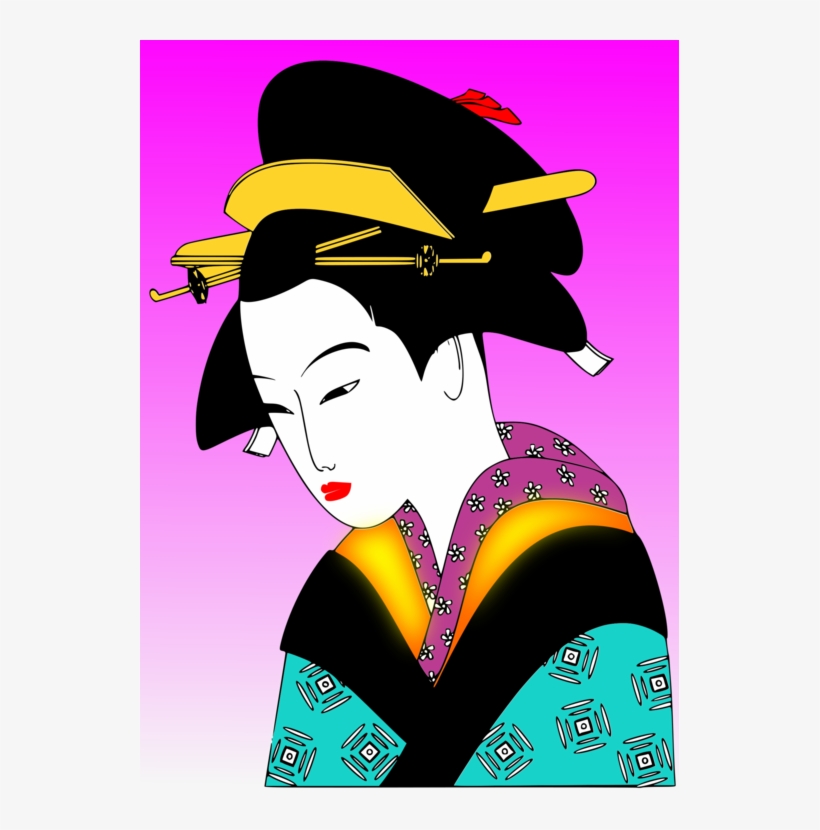 Japanese Art Woman Geisha Kimono.