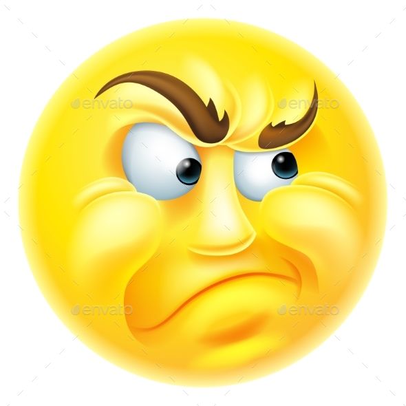 Angry or jealous looking emoticon emoji character.