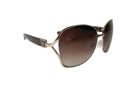 Jessica Simpson Logo Sunglasses Brown Gold Vented Open Sides Designer NWT.
