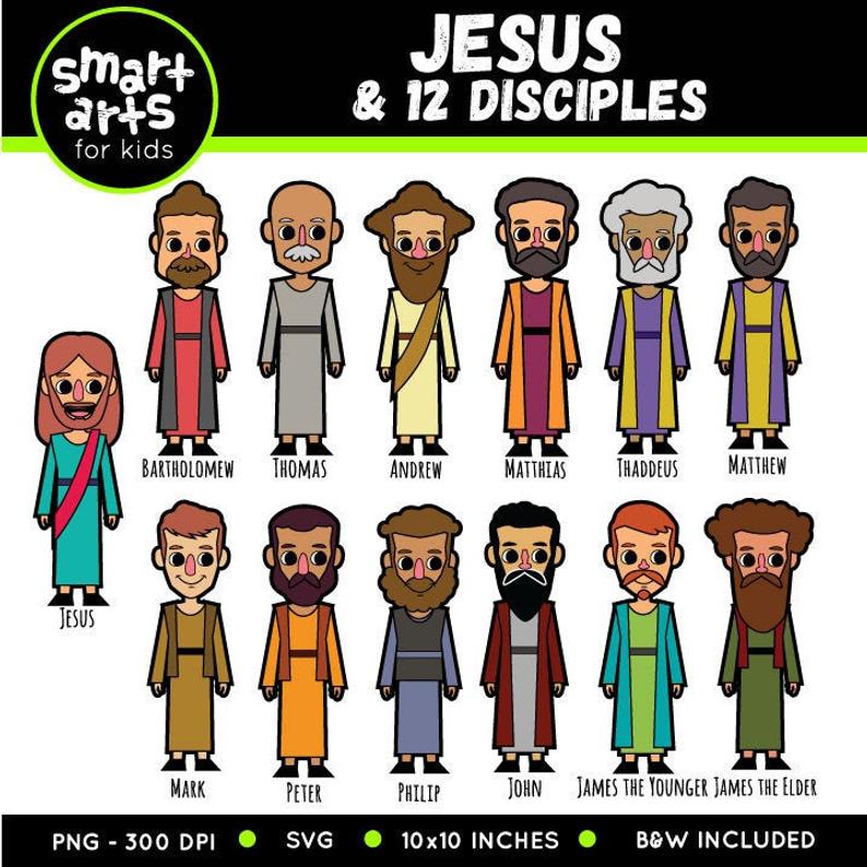Jesus and 12 Disciples Clip Art.