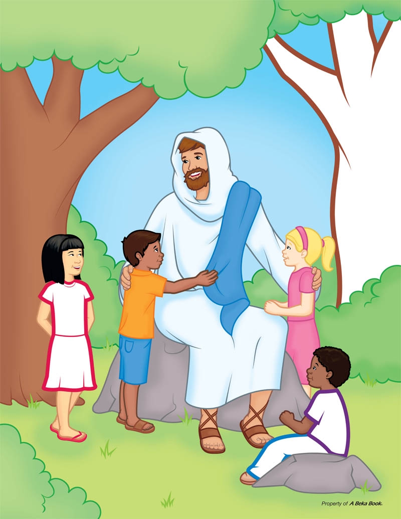 Jesus With Children Walking Clip Art