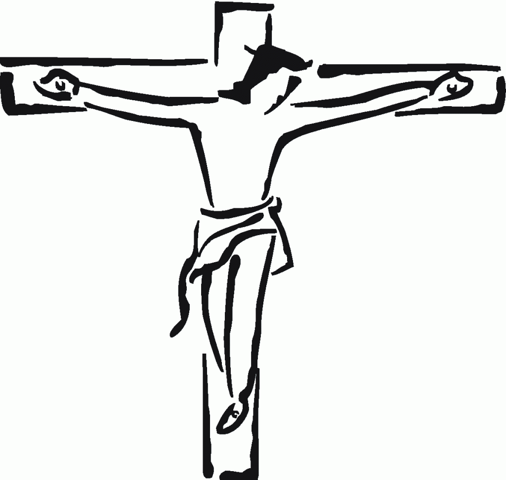 Jesus on cross clipart black and white.